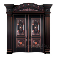 Retro style Chinese armored double swing doors for house villa